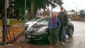 Steve & Kelly cross paths at the charging station in Hope on the return trip