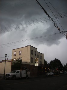 Downtown Merritt just before the storm hit