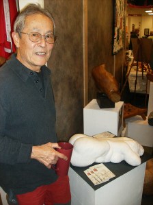 Pius at the Merritt Library in October 2013, during the launch of his book, a retrospective of his body of sculpture work.