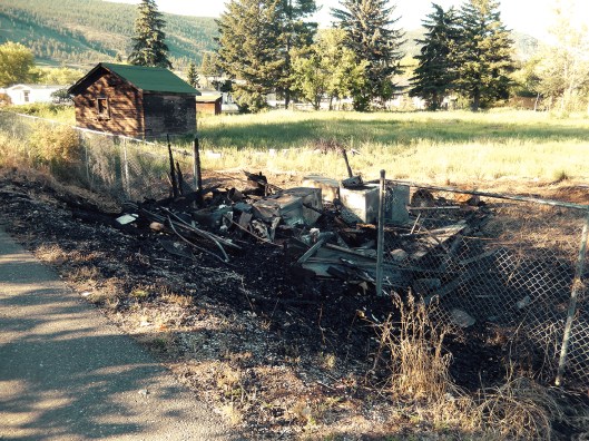 All that remains of the picturesque old barn along the Coldwater River walk, after it burned to the ground 2 weeks ago.