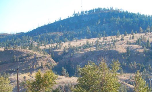 Looking south from town, with the shadows from late evening sun defining Windy Canyon