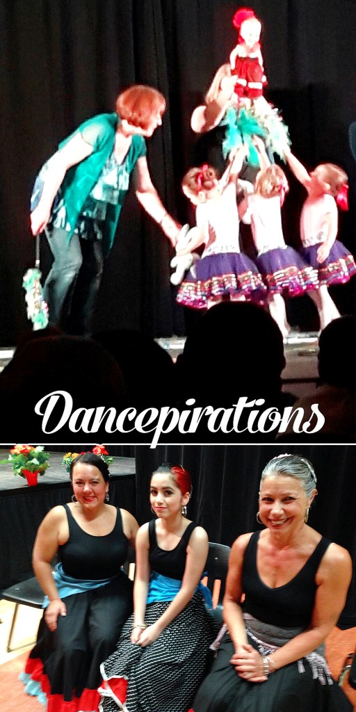 Top: Love To Dance Academy teacher Lizette Nel with the young dancers. Bottom: Dancers waiting for their call to the stage.
