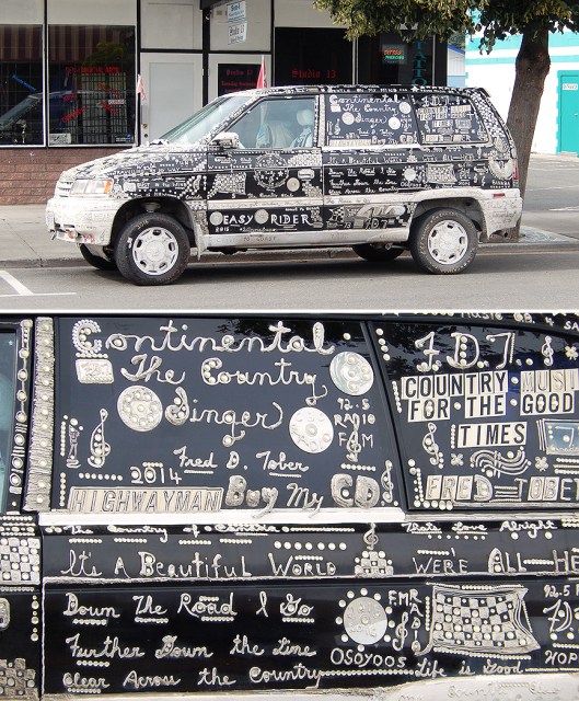 Spirit of Country Music. Fred Tober & his hand-crafted ode-to-country vehicle have been seen in town a few times this summer. That is truly living the life!